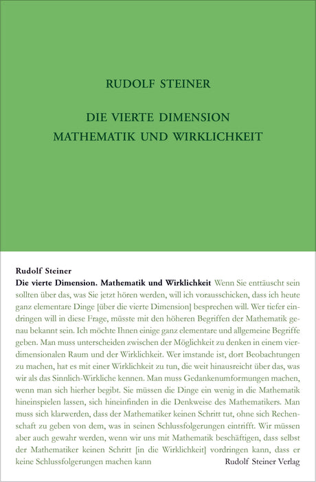 Die vierte Dimension. Mathematik und Wirklichkeit.