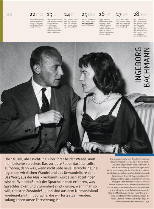 Der Literatur Kalender Wochenkalender 2026